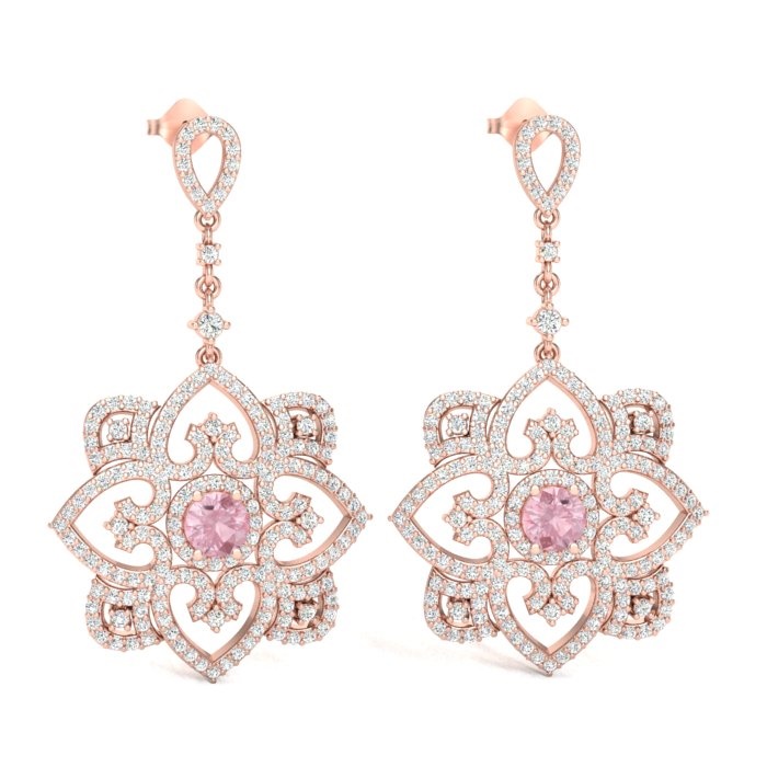 14K ROSE GOLD FANCY MORGANITE EARRINGS